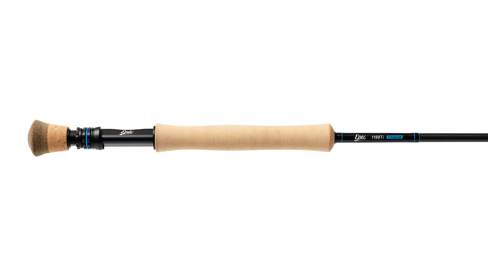 Premium fly Fishing rod with cork handle and triangular reel seat on a white background