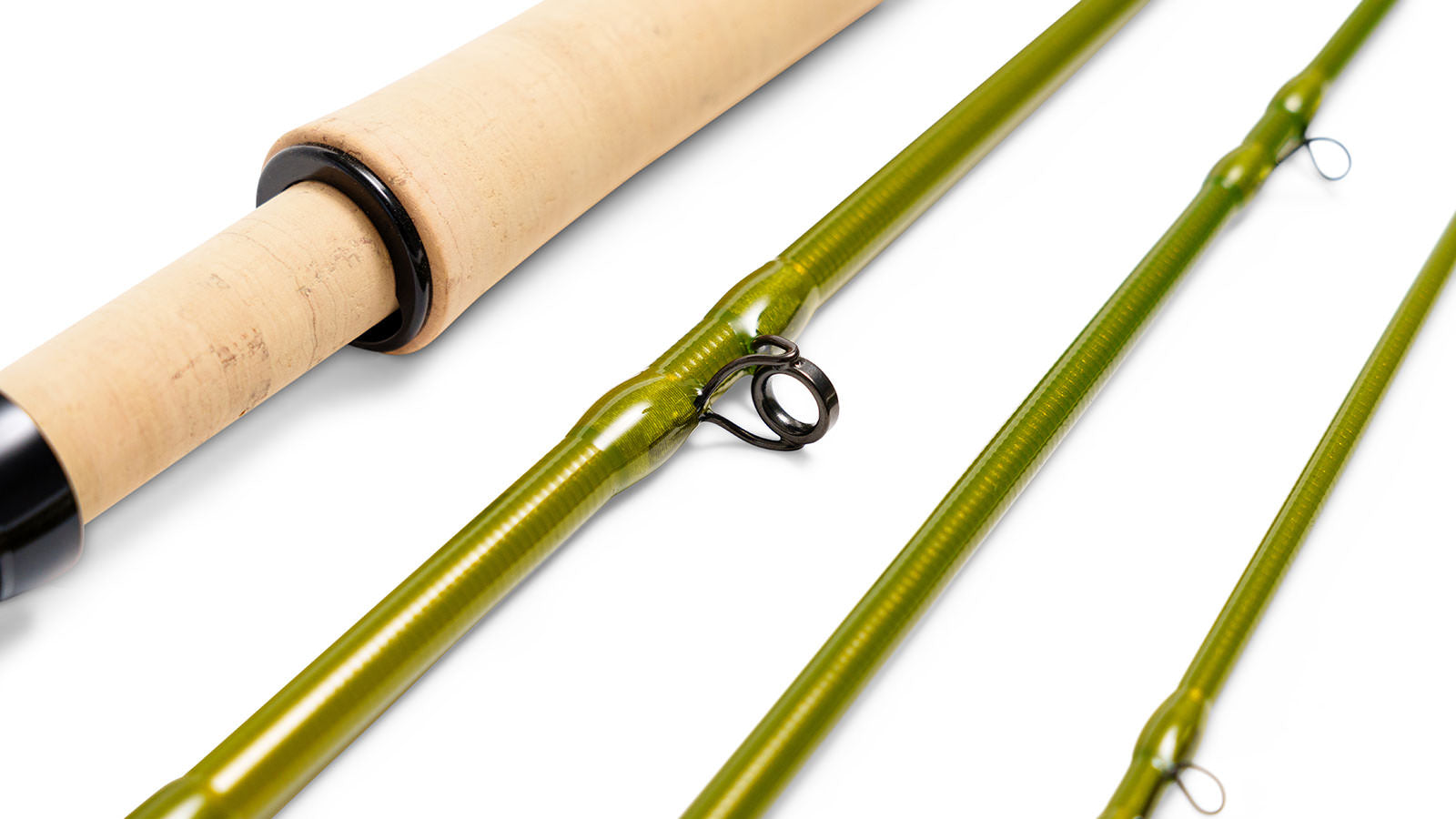 Epic Fly Fishing rod on a white background featuring black stripping guide
