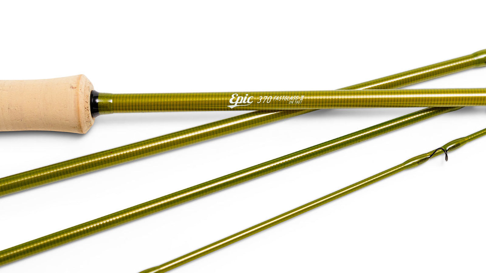 Epic Fly Fishing rod in olive color on a white background