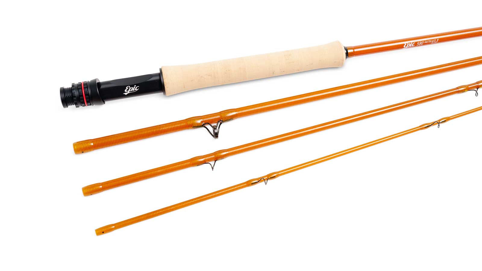 Premium grade cork grip on the 580 5 weight fastglass fiberglass fly rod by epic