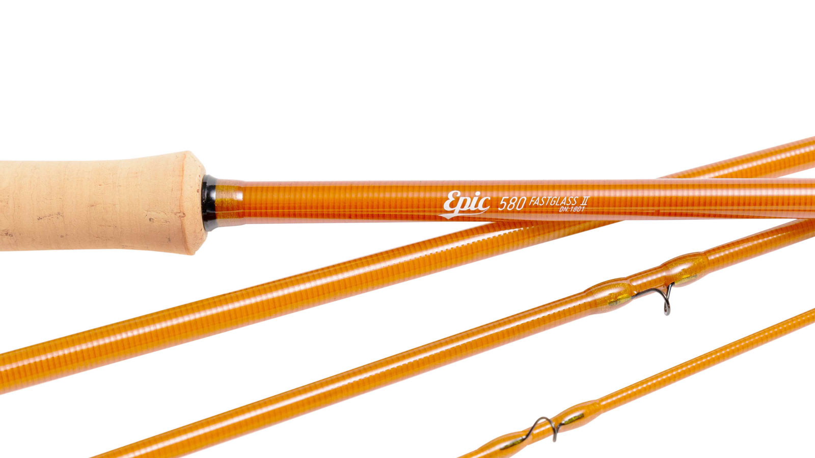 Amber colored 580 5 weight fastglass epic fly rod
