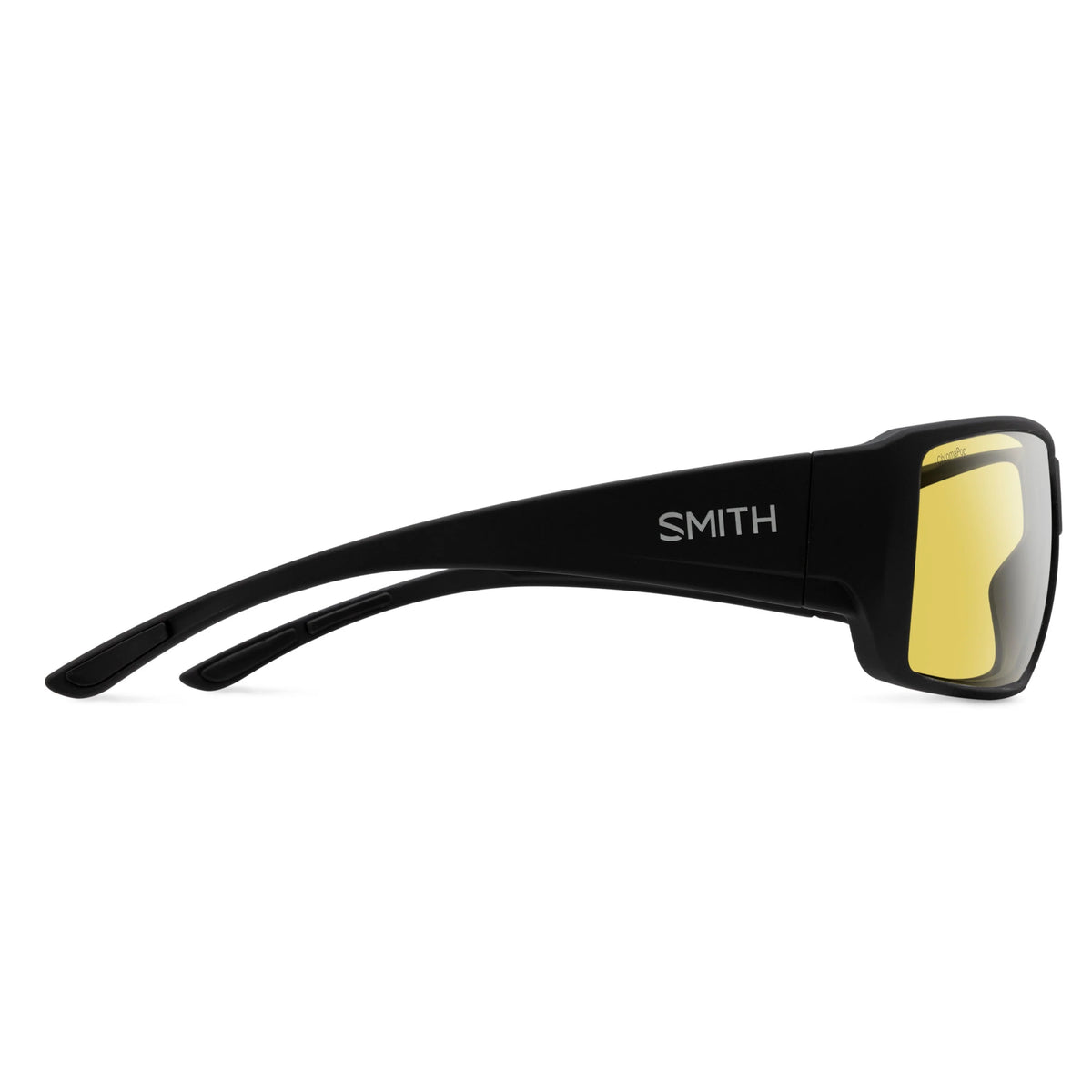 Smith Guides Choice XL sunglasses with low light yellow lenses side profile on white background