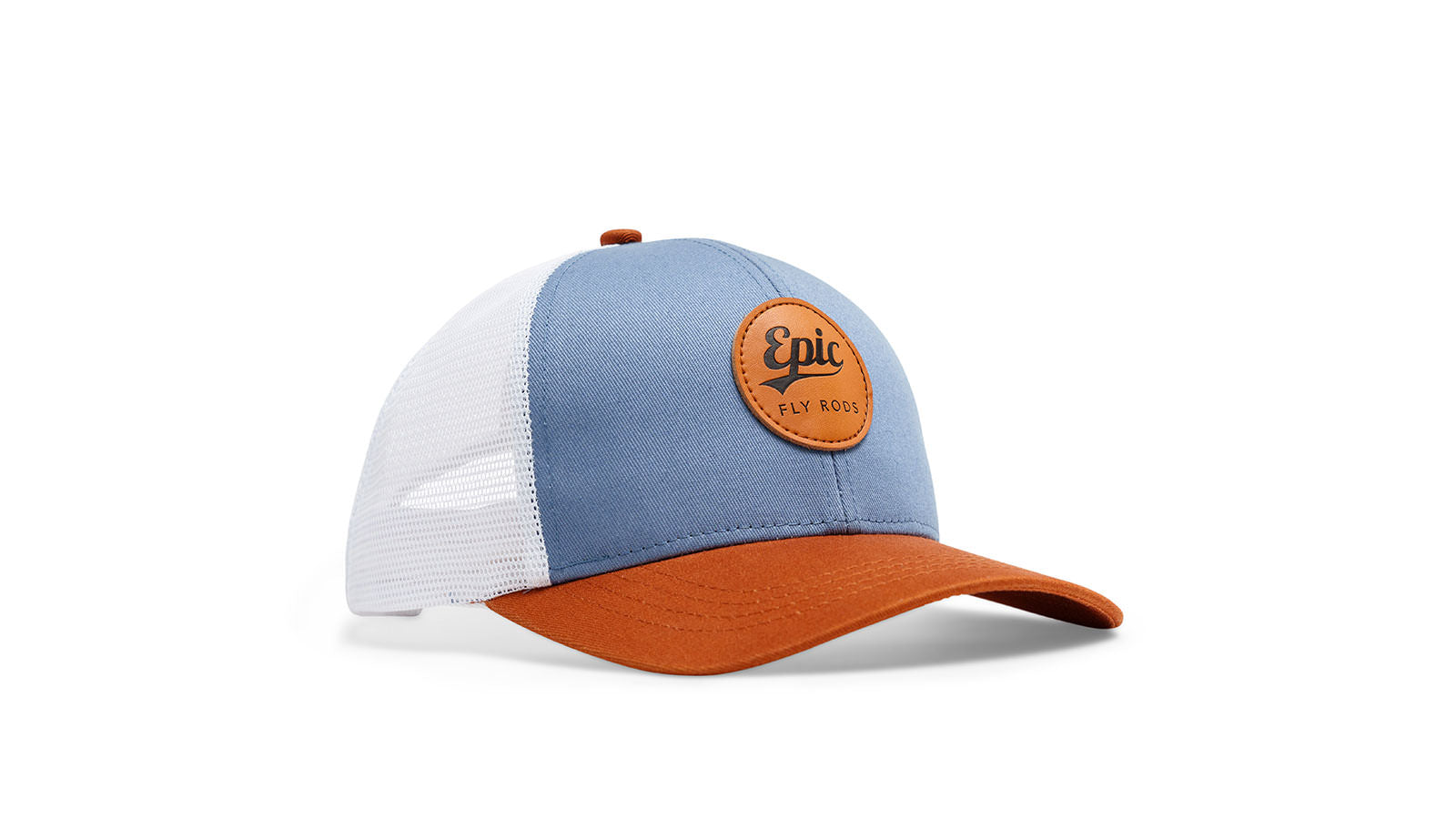 White and tan Epic classic style trucker hat