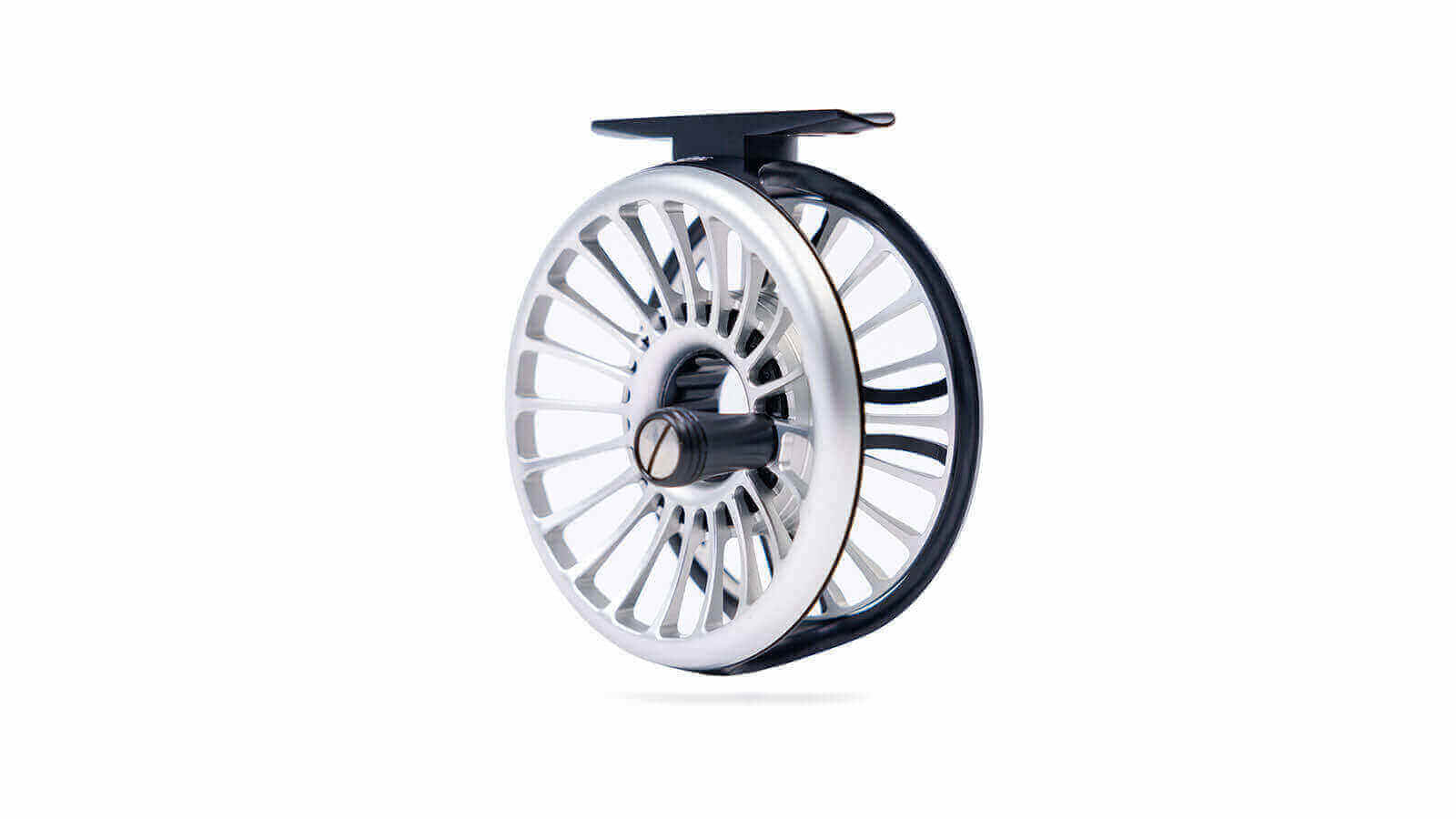 Click pawl fly reel in black and silver