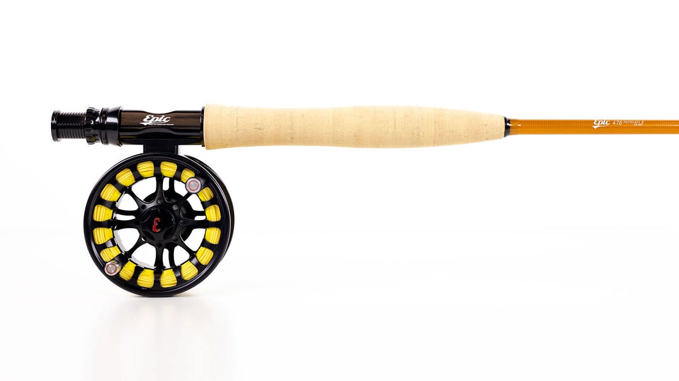 4wt fiberglass fly rod and fly reel combo Epic 476 fly rod, matched with our Backcountry Fly reel, spooled up with our Epic 4wt DT presentation fly line & quality gel spun backing ready to fish!