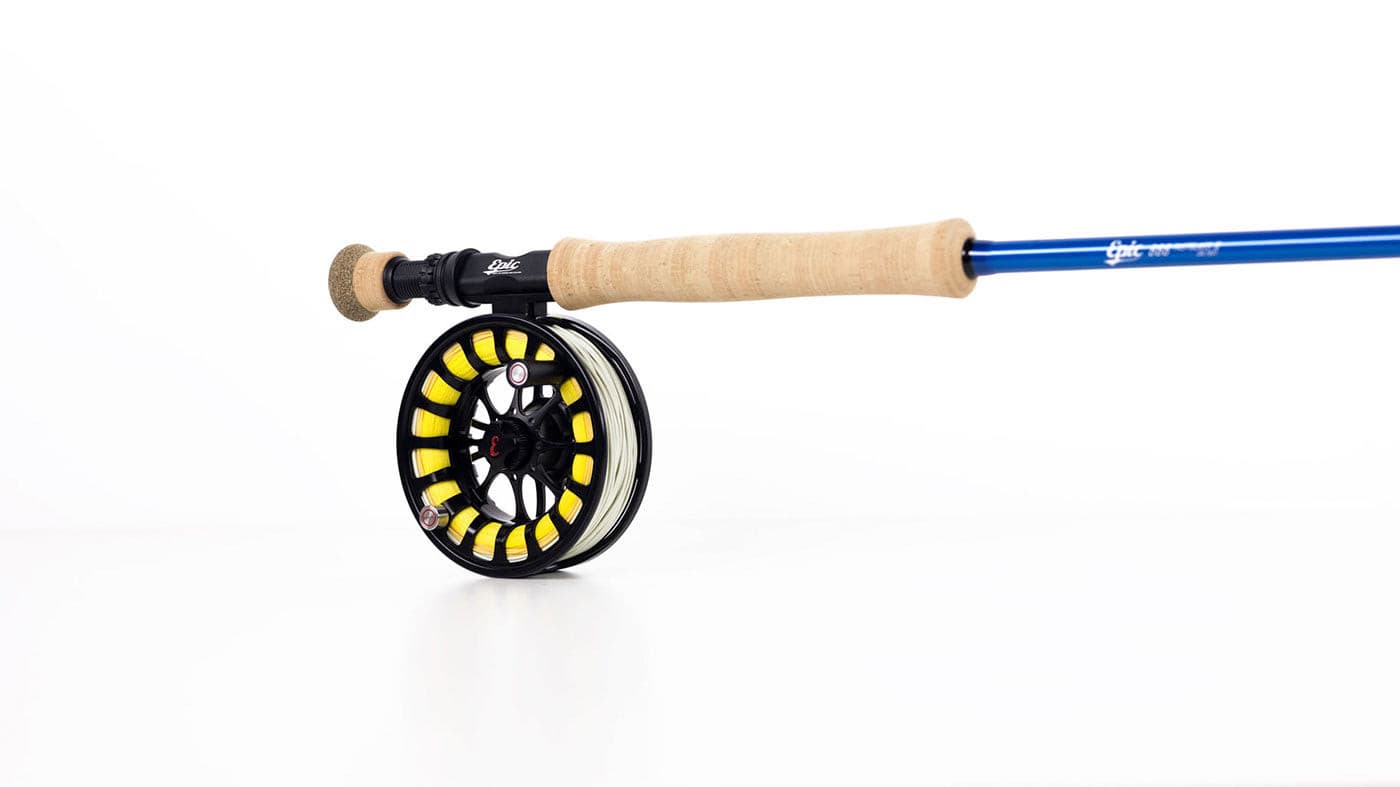 epic 8 weight 888 fiberglass fly rod, backcountry 7/8 fly reel and FLOR grade cork grip
