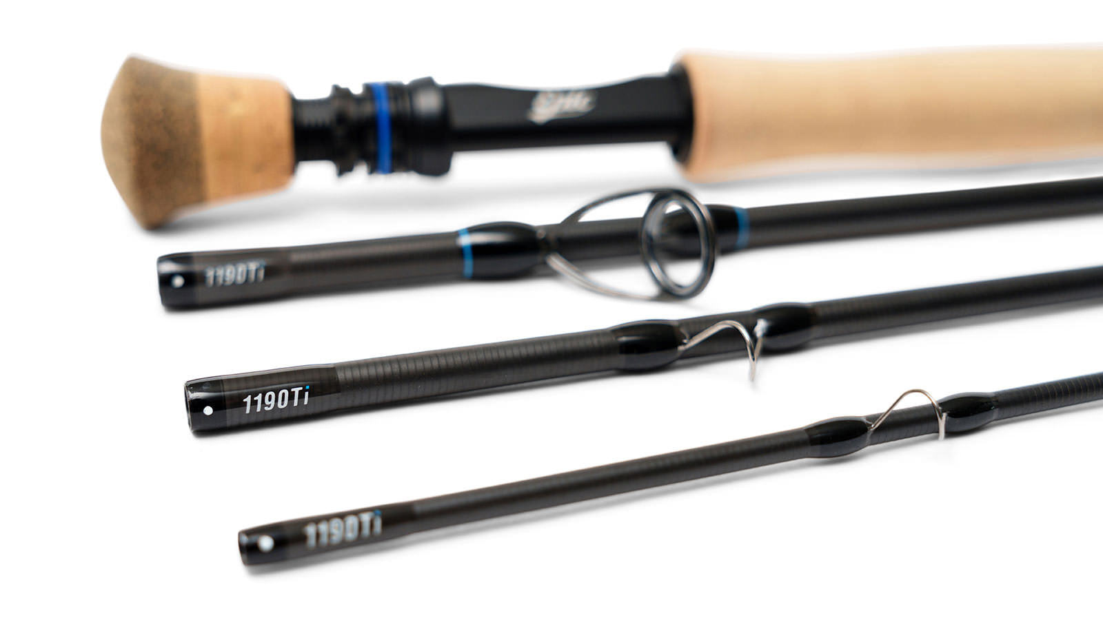 11-weight Fishing rod with four sections on a white background