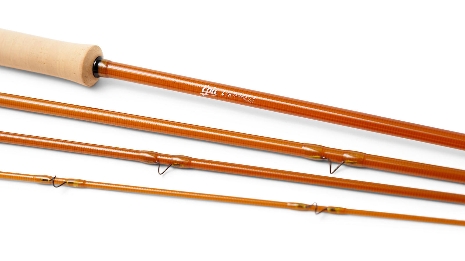 Fishing rod with premium cork grip on a white background