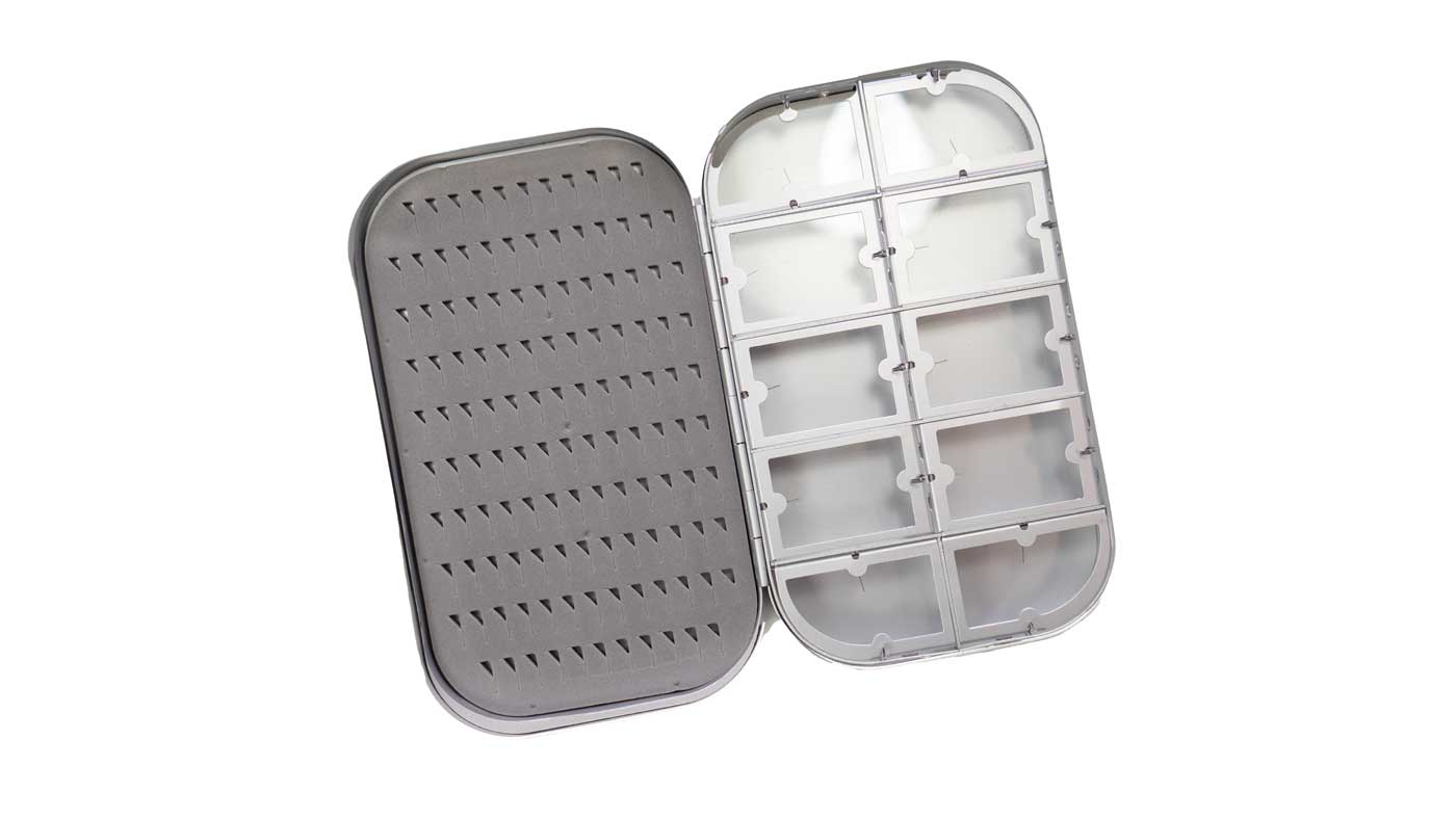 Aluminum aluminium fly box for nymphs for fly fisihing