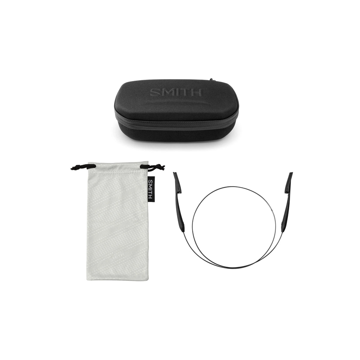 smith sunglasses hard case with soft bag and Integrated, detachable sunglass leash