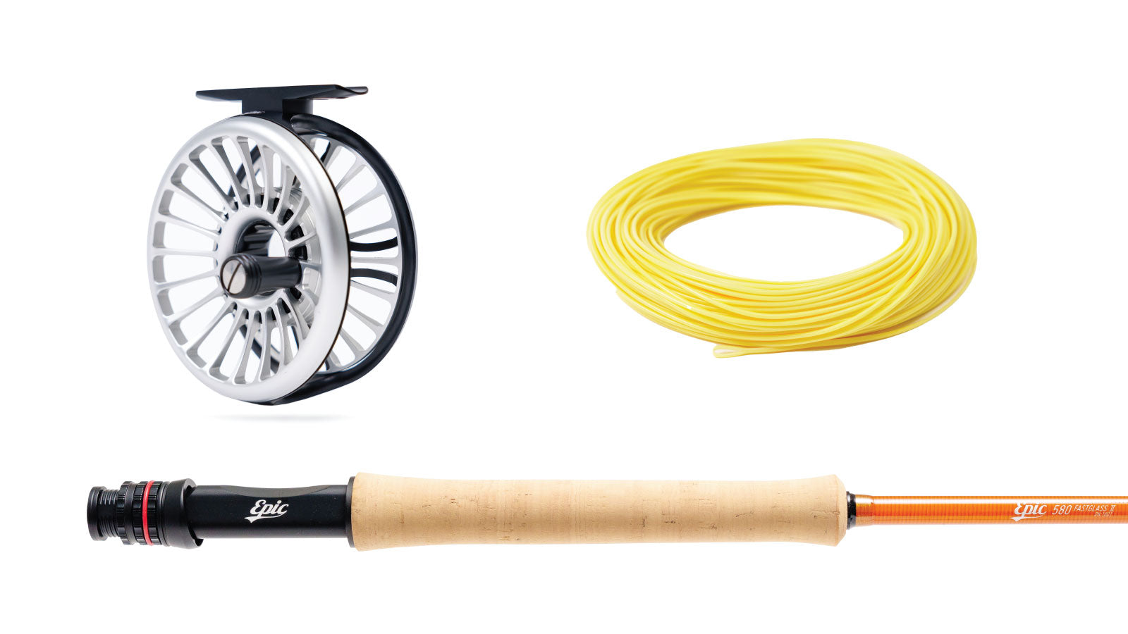 Epic 580 Fastglass fly rod, trutta reel and fly line combo