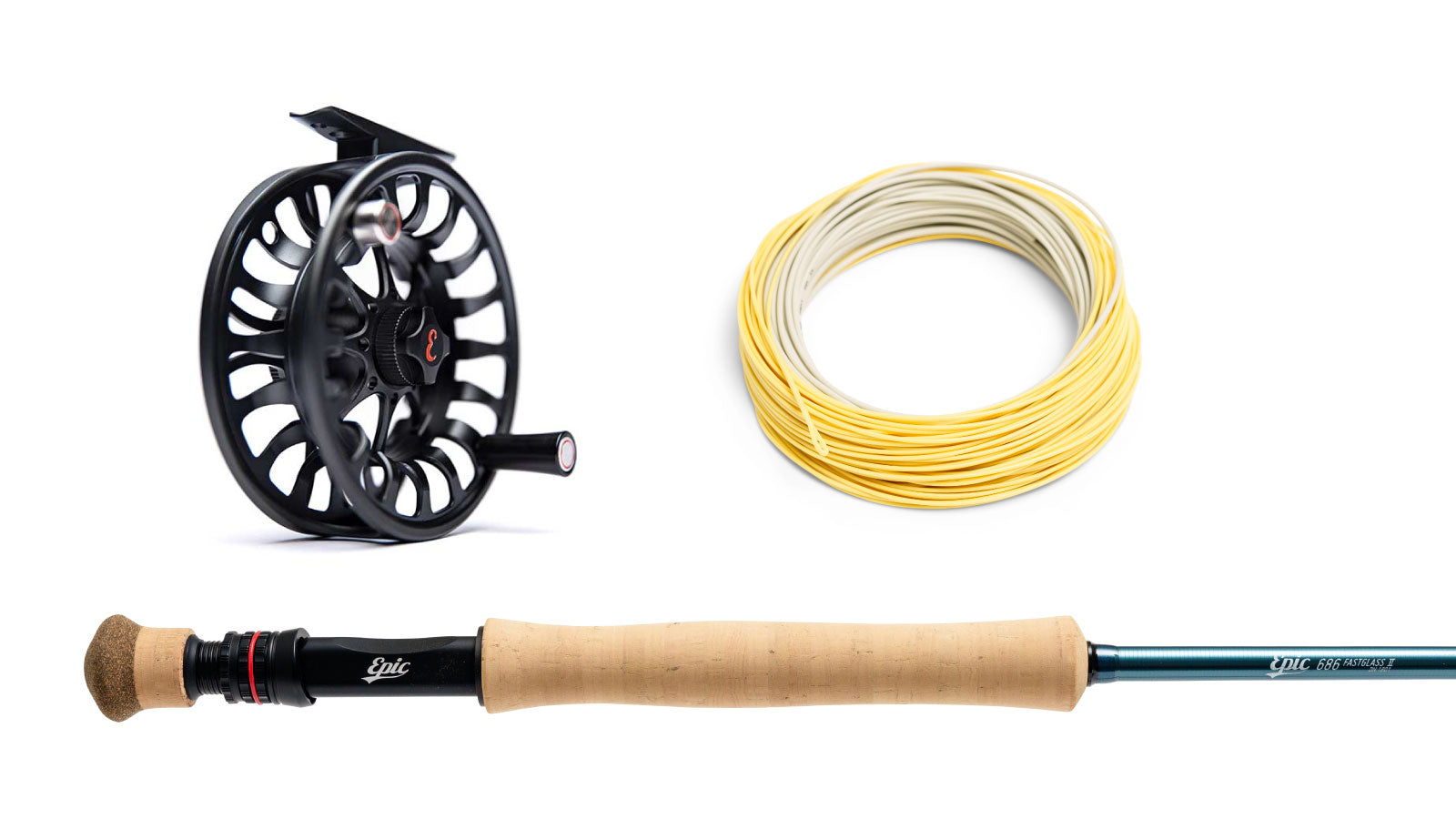 epic 686 fastglass 6 weight fly rod with backcountry reel and fly line