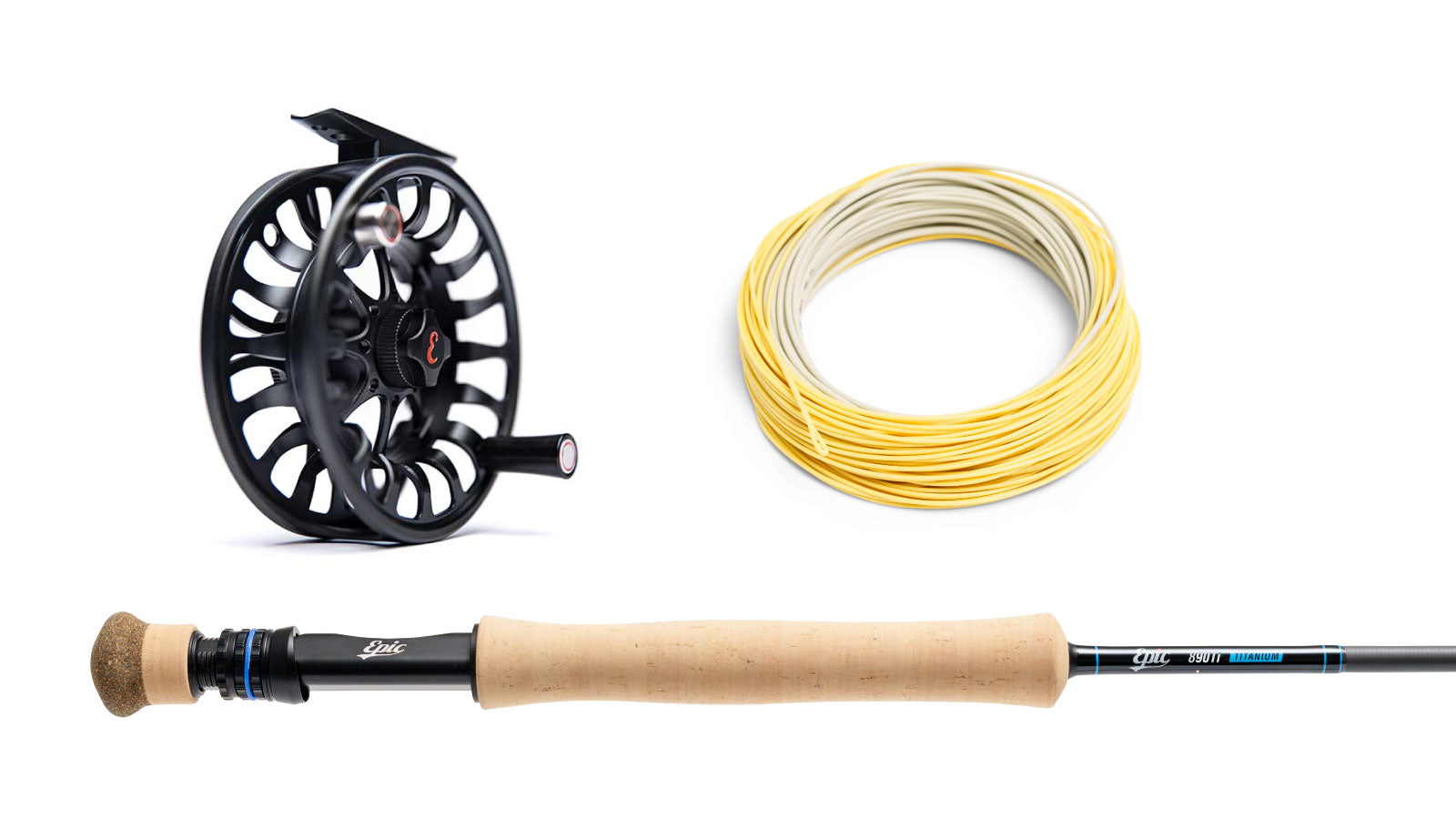 Epic 8 weight Fly fishing rod and reel set with weight forward line