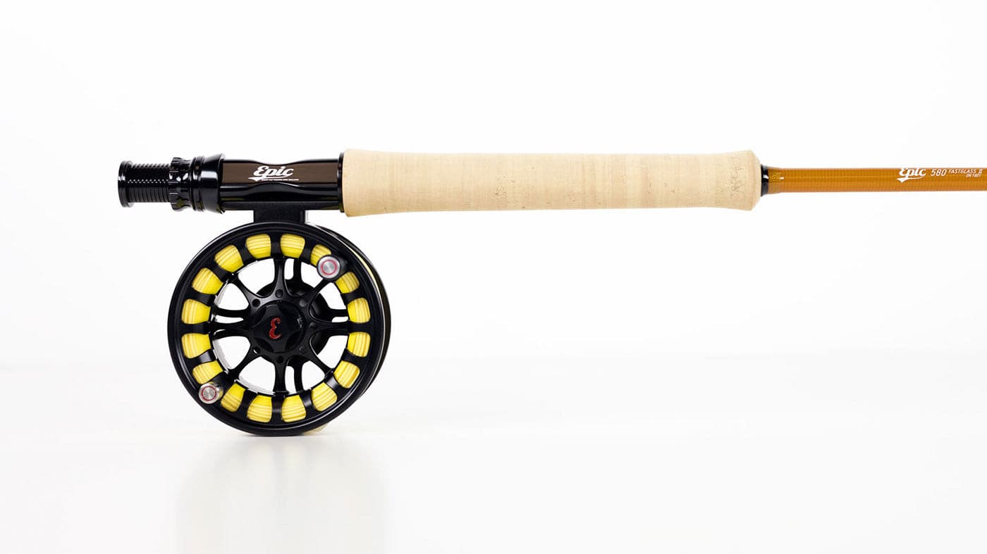 5 weight fly rod reel and fly line combo Epic 580 FastGlass fly rod, matched with our Backcountry Fly reel, spooled up with our Epic 5wt DT presentation fly line & quality gel spun backing ready to fish!